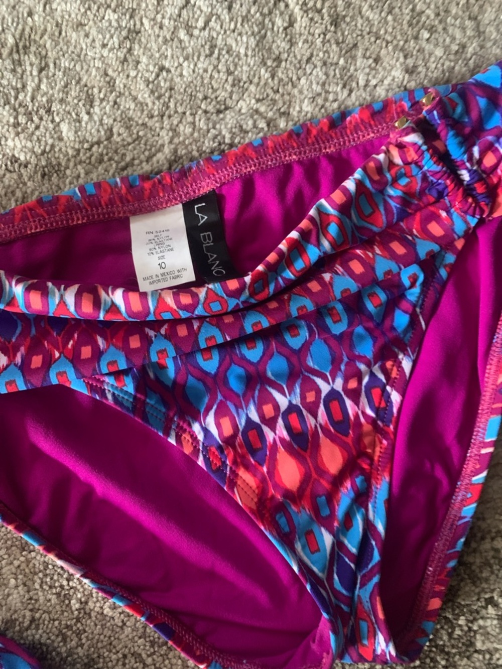 La Blanca Colorful Geometric coverup large and Bottoms size 10 set - Picture 3 of 3